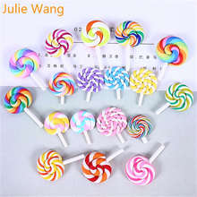 Julie Wang 10PCS Polymer Clay Lollipop Candy Colorful Slime Resin Charms Pendants Phone Decor Findings Jewelry Making Accessory 2024 - buy cheap