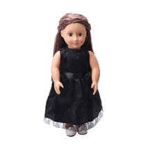 Ropa de muñeca elegante, vestido de noche rosa de encaje negro, accesorios de juguete aptos para muñeca niña de 18 pulgadas y muñeca bebé de 43 cm c132 2024 - compra barato