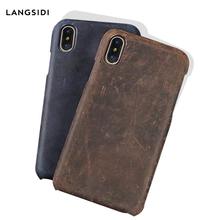 Genuine Leather phone case for iphone X XS XR XSMAX 13 Pro Max 12 Mini 12 11 Pro Max 5S SE 6 8 7 6s Plus Plus Crazy horse Cover 2024 - buy cheap