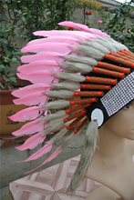 21inch light pink indian Feather headdress Replica made halloween feather costumes feather headpiece 2024 - buy cheap