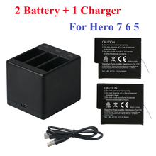 New 2PCS For GoPro Hero 8 7 Hero 6 5 Battery+3-Way Battery Storage Box Charger For GoPro Hero 8 7 Hero 6 5 Black Accessories 2024 - buy cheap