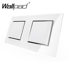 Double 1 Gang Light Switch Wallpad White Crystal Glass Double Frame EU 156*86mm 1 Gang 2 Way + 1 Gang 2 Way with Claws Mount 2024 - buy cheap