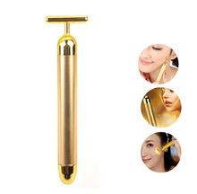 Vibration face Massager 24K Beauty Bar Golden Derma Energy Face Firming Facial Roller Massager thin face Stick Beauty Care 2024 - buy cheap