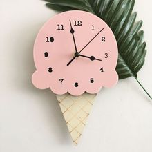 Nordic INS Style Ice Cream Sharped Wall Hanging Clock Cartoon Silent Non-Ticking Battery Powered for Children Bedroom 2024 - buy cheap