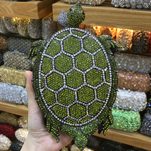 100% feito a mão verde em forma de animal bolsas femininas inteiramente de diamantes bolsa de mão para as mulheres jantar de luxo bolsa feminina para festas 2024 - compre barato