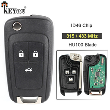 KEYECU  315/ 433MHz ID46 Chip Replacement Remote Car Key Fob 3 Button HU100 Blade for Chevrolet Malibu Cruze Aveo Spark Sail 2024 - buy cheap