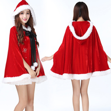 New Christmas Sexy Red Hooded Cloak Mini Dress Cute Mrs Santa Cosplay Costumes Women Santa Claus Halloween Party Fancy Dress 2024 - buy cheap