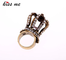 Fashion accessories Red crystal inlaying vintage women's exaggerated ring Factory Wholesale 2024 - buy cheap