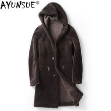 AYUNSUE 100% Wool Coat Winter Jacket Men Sheep Shearling Fur Coats Double-side Wear Leather Jackets Veste Homme MC18C167 MY1261 2024 - compre barato