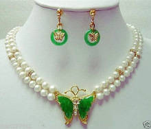 Charming butterfly stone & pearl necklace, earring gem women's jewelry s 2024 - buy cheap