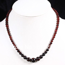 Fashion style 6-12mm Natural red garnet round jewellery beads making necklace 17" MY4649 2024 - buy cheap