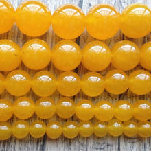6mm 8mm 10mm 12mm natural stone dyed yellow chalcedony jades beads round high quality fashion jewelry findings 15inch YE0012 2024 - buy cheap