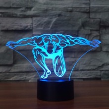 Presentes criativos homem muscular led 3d luz da noite usb mesa colorida lampara lampe decoração para casa quarto presente do miúdo brinquedos 2024 - compre barato