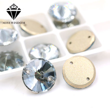 High quality flatback glass sew on rhinestones double hole Round shape Blue phantom crystal rhinestone diy clothing accessories 2024 - buy cheap