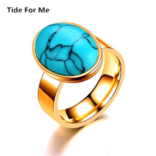 Gold Color Natural stone rings for women men wedding bands trendy frosted rings couple female fashion jewelry gift wholesale 2024 - buy cheap