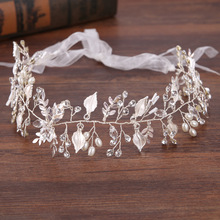 Lindo tiara de casamento com fio em ouro rosê, cristais de pérolas, folhas, cabelo de noiva, videira, acessórios para cabelos, dama de honra, mulheres 2024 - compre barato