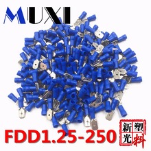 FDD1.25-250 Male Insulated Electrical Crimp Terminal for 0.5-1.5mm2 Connectors Cable Wire Connector 100PCS/Pack Blue 2024 - buy cheap