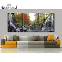 Waterfall & forest Picture Hand Painted Modern Oil Painting Canvas Wall Art for Living Room Decoration Gift No Framed DY009 2024 - buy cheap