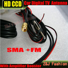 Бесплатная доставка, новый автомобильный усилитель телевизора, FM-радио, крепление на лобовое стекло, цифровая антенна DVB-T, антенна усилителя SMA + FM-радио 2024 - купить недорого