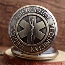 Unique Emergency Medical Technician Sign Design Pocket Watch Men Bronze Steampunk Quartz EMTS Pocket Watches FOB Chain Necklace 2024 - buy cheap