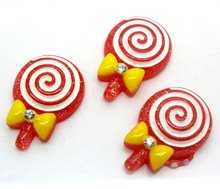 20Pcs Red Resin Lollipop Decoration Crafts Flatback Cabochon Scrapbooking Fit Hair Clips Embellishments Beads Diy 2024 - buy cheap