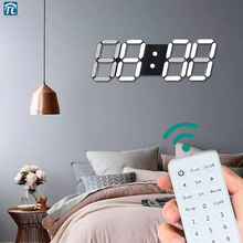 3D Digital Led Wall Clock Large Remote Control Alarm Clocks Temperature Date Home Kitchen Office Nightlight Decoration Modern 2024 - buy cheap