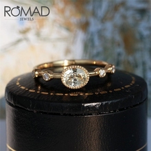 Женское кольцо с кристаллами ROMAD, овальное кольцо с цирконием для свадьбы 2024 - купить недорого
