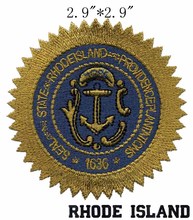 Rhode Island State Seal 2.9"wide  embroidery patch  for gear shape/pointed/1636 years 2024 - buy cheap