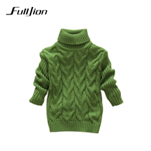 Детский свитер для мальчиков и девочек, вязаный джемпер с высоким воротником, однотонные пуловеры унисекс на осень-зиму, теплая верхняя одежда, свитера 2024 - купить недорого