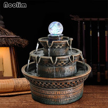 Fuente de agua de resina creativa, bola LED, regalo de apertura de la Oficina, adornos decorativos de mesa, decoración del hogar Fneg Shui 2024 - compra barato