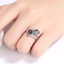 Silver Plated 925 Jewelry Two Colorful Love Heart Romantic Ring for Women Wedding Jewelry Gift Bague Femme Anillos Mujer Anel 2024 - buy cheap
