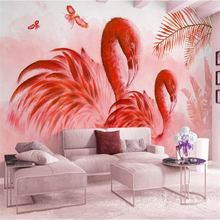beibehang Wallpaper custom hand-painted oil painting tropical plants flamingo modern fashion background wall decorative painting 2024 - buy cheap