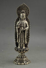 Handwork Miao Silver Carving Vivid Kwan-Yin Stand Lotus Noble Auspicious buddha Statue decoration metal handicraft 2024 - buy cheap