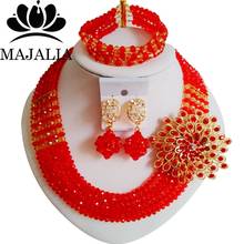 Fashion african jewelry set red Crystal Nigeria Wedding african beads jewelry set Free shipping Majalia-199 2024 - buy cheap