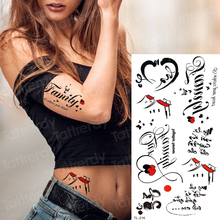 Временная татуировка для женщин, водонепроницаемые поддельные татуировки, наклейки на тело, надписями, надписью, надписью love, винтажная черная маленькая татуировка на запястье для девушек 2024 - купить недорого