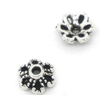 DoreenBeads Zinc metal alloy Beads Caps Flower silver color (Fits 8mm-12mm Beads)Flower Hollow Pattern 6mm x 2.8mm ,55 PCs 2024 - buy cheap