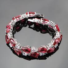 SexeMara 2017 New 18CM Silver 925 Jewelry Bracelets For Women With Water Drop Red Cubic Zirconia White Austrian Rhinestone 2024 - buy cheap