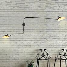 Lámpara de pared de hierro para Loft, luz de pared de polea de elevación, iluminación industrial, Retro, Vintage, color negro 2024 - compra barato
