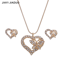 Jiayijiaduo Moda heart-shaped linda jóia do casamento set colar brincos de dama de honra de Ouro-cor vestido de acessórios por atacado 2024 - compre barato