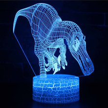 Suchomimus тема 3D лампа LED ночник 7 цветов Изменение сенсорного настроения лампа Рождественский подарок Прямая поставка 2024 - купить недорого