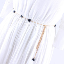 fashion metel rhinestone chain belts for women dresses sweater narrow waist girdle strap female ladies luxury ceinture femee 2024 - buy cheap