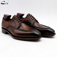 Cie-zapatos de vestir de cuero marrón para hombre, calzado de oficina con suela de Piel De Becerro auténtica, hechos a mano trajes formales de cuero, n. ° 7 2024 - compra barato