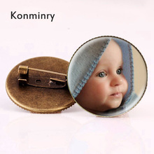 Custom Photo Brooches Handmade Glass Dome Metal Pins Personalized Customize Brooch For Baby Family Beloved Gifts Konminry 2024 - buy cheap