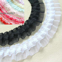 Free Shipping  9Colors Pleated Lace Fabric Pleated Lace Trim Collar, DIY Handmade Material Skirt Accessories DIY 5Ms/lot 2024 - buy cheap