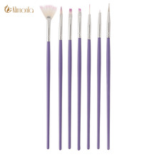 7pcs Purple Handle Nail Art Painting Brush Pen Fan Line Design Nail Dotting Decoration Tools UV Gel Brushes Manicure Beauty Set 2024 - buy cheap