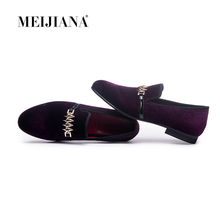 MEIJIANA Man Shoes Luxury Loafer Man Shoes Purple Metal Buckle Man Shoes Brand Velvet Wedding and Party Loafers Shoes 2024 - buy cheap