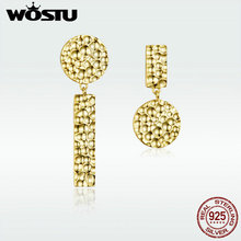 WOSTU 2020 New Women Earrings 925 Sterling Silver Individual Geometric Gold Round Stud Earrings For Women Silver Jewelry DXE533 2024 - buy cheap