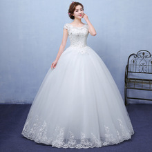 Ezkuntza-novo vestido de noiva simples com gola o, manga curta, renda o chão, princesa, longo, com renda 2024 - compre barato
