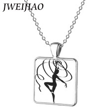 JWEIJIAO-figura de gimnasia rítmica, collar con pendiente artístico, gimnasta, cinta de colores, Ropa de baile, cadena regalo GY171 2024 - compra barato