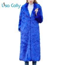Lisa Colly New Women's Fur Coat Jacket Winter Warm Imitation Fox Fur Super Long Coat Overcoat Women Faux fur coat Outwear 2024 - buy cheap